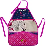 alles-meine.de GmbH Kinderschürze/Schürze - Pferd - Pferdemotiv - inkl. Name - größenverstellbar - mit 2 Taschen - mitwachsend - universal/beschichtet & wasserdicht - für Mäd..