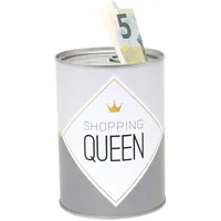 Dekohelden24 Metall-Spardose - Konservendose-Design - Motiv: Shopping Queen -