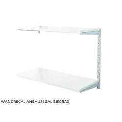 Wandregal - Anbauregal 25 x 40 x 50 cm, Farbe silber - 2 Fachboden grau