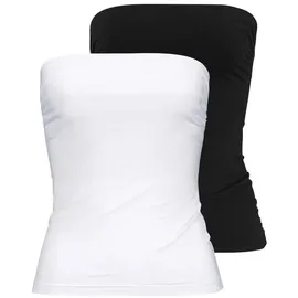 MELROSE Bandeautop (Packung, 2-tlg) mit Raffung an der Naht, durchgestepptes Rumpfabschluss schwarz|weiß 40