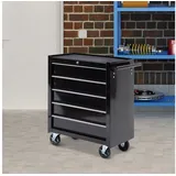 Homcom Werkstattwagen leer Werkzeugwagen abschließbar mit 5 Schubladen, 2 Schlüssel, Antirutschmatten, Werkzeugschrank mit Griff Schwarz