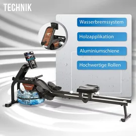 Christopeit Garda Wasserrudergerät – Authentisches Wasser-Rudertraining mit 10 L Wassertank, Gelenkschonend & Platzsparend, Integrierter Trainin... - Schwarz