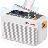 DAB/DAB+ & UKW Digitalradio, Netz- und Akku Radio, Tragbares wiederaufladbares DAB Plus Radio,Küchenradio mit Bluetooth/TF/USB, 80 voreingestellte, Doppelwecker, Kopfhörereingang