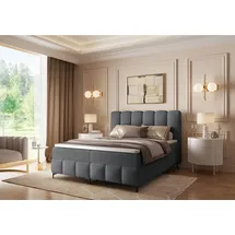 Fun Möbel Boxspringbett Schlafzimmerbett ISABEL 180x200cm in Stoff Prime Dunkelgrau - Grau