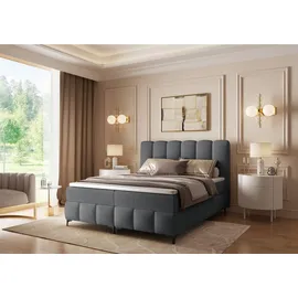 Fun Möbel Boxspringbett Schlafzimmerbett ISABEL 180x200cm in Stoff Prime Dunkelgrau - Grau