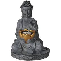 Wellhome Ø Buddha-Solarleuchte aus Polystone mit oxidiertem Gold-Finish Ø17x25cm