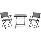 Outsunny Sitzgruppe klappbar 3tlg. Balkonset Balkonmöbel 1 Tisch+2 Stühle Gartenmöbel Set Sitzgarnitur Metall Mesh Schwarz+Grau