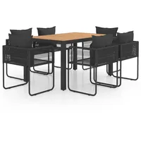 VidaXL 7-tlg. Garten-Essgruppe PVC Rattan Schwarz und Braun