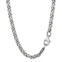 NKlaus Silberkette 40cm Panzerkette 925 Sterling Silber oxidiert Halskette 2,9mm breit di, Made in Germany silberfarben