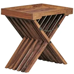 KADIMA DESIGN Beistelltisch MUMBAI Massivholz Sheesham Design Klapptisch Serviertablett und Tisch-Gestell klappbar