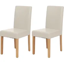 MCW 2er-Set Esszimmerstuhl Stuhl Küchenstuhl Littau Leder, weiß, helle Beine