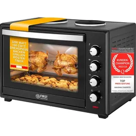 First Austria TZS First Austria Minibackofen FA-5045-5, 3400 Watt, mit Kochplatten und Drehspieß, 60 Liter