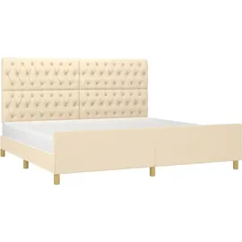 vidaXL Bettgestell mit Kopfteil 200 x 200 cm Creme