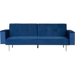 3-Sitzer Schlafsofa Samtstoff marineblau VISNES
