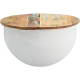 KADIMA DESIGN Couchtisch Weiß, Holz, Echtholz,Mangoholz, Rund,Rund, 60x34x60 cm, Wohnzimmer, Wohnzimmertische, Couchtische