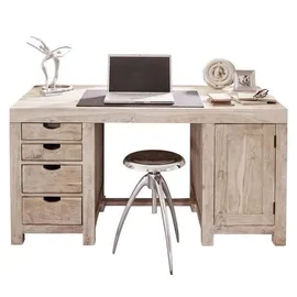 Massivmoebel24 Schreibtisch Akazie beige
