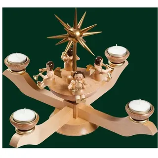 glässer seiffen Adventsleuchter rot für Teelichte H. 24cm, B. 28cm