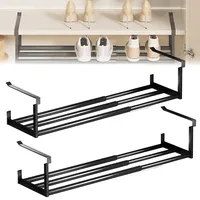Behogan 2 Stück Hängendes Schuhregal Organizer, 40-70cm Einlegeboden Schrank Teleskopregal, Unterregal Hängekorb, Erweiterbarer Regalboden Organizer für Schrank Schuh Küchen und Aufbewahrung