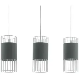 EGLO Pendelleuchte Textil Wohnzimmer Hängelampe Esszimmer Hängeleuchte 3-flammig, Schirme in Käfig Design, 3x E27, Lxh 74x110