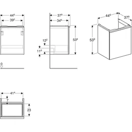 Geberit Waschtischunterschrank 1 Schublade 45 x 45 x 0 cm Weiß Hochglänzend