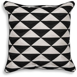 Casa Padrino Luxus Deko Kissen Schwarz / Weiß 50 x 50 cm - Edles Zierkissen mit elegantem Muster - Luxus Qualität - Deko Accessoires