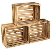 GrandBox Holz-Kiste 50 x 40 x 30 cm geflammt 3er Set