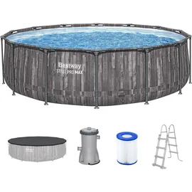 BESTWAY Steel Pro Max Frame Pool Set 427 x 107 cm holzoptik inkl. Filterpumpe