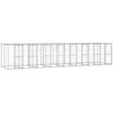 vidaXL Hundezwinger Outdoor-Hundezwinger mit Überdachung Verzinkter Stahl 19,36 m2 silberfarben