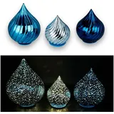 online fuchs 3er Set Glastropfen mit LED-Lichterkette, Funkeleffekt, 6-Stunden Timer und PUNKTEN - Stimmungslicht (Blau)