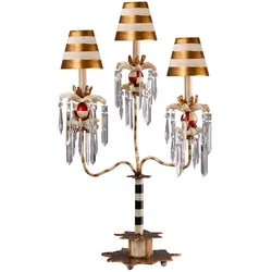 Tischleuchte Beistelllampe Designleuchte Stahl Schwarzweiß Kristalle H 81 cm