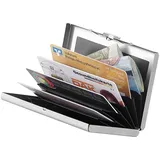 Xcase Flaches RFID- & NFC-Kartenetui aus Edelstahl für 6 Chipkarten, silbern