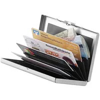 Xcase Flaches RFID- & NFC-Kartenetui aus Edelstahl für 6 Chipkarten, silbern