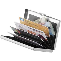 Xcase Flaches RFID- & NFC-Kartenetui aus Edelstahl für 6 Chipkarten, silbern