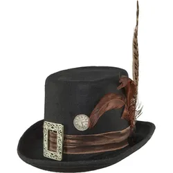 Steampunk Retro Zylinder mit Federn - OS