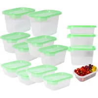 Mypicompany Frischhaltedosen mit Deckel – 10-teiliges Set:2x 500 ml+4x 750 ml+4x 1000 ml pro Dose, BPA-frei, luftdicht, stapelbar, mikrowellen- & spülmaschinengeeignet, Gefrierdosen mit grünem Deckel