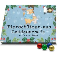 Mr. & Mrs. Panda Schoko Adventskalender Tierschützer Leidenschaft - Blau Pastell - Geschenk, Jubiläum, Schokoladen Adventskalender, Arbeitskolleg... - Blau