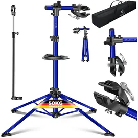 Kesser Fahrradmontageständer Profi Reparaturständer bis 30 kg inkl. Tasche, Werkzeugschale & Magnetfach, 360° drehbar