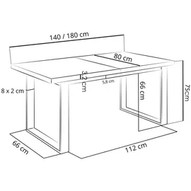 WFL GROUP Esstisch im Loft-Stil mit Schwarzen Metallbeinen – Industrieller Tisch für Wohnzimmer – Ausziehbar von 140 cm auf 18... – Braun