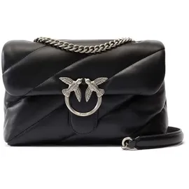 PINKO Love Puff Classic Umhängetasche Leder Grau/Black/Silver