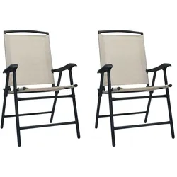 vidaXL Klappbare Gartenstühle 2 Stk. Textilene Cremeweiß