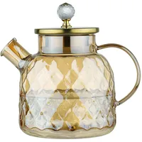 Uziqueif Glaskaraffe mit Edelstahl Deckel, 1 Liter/1.5 Liter/1.8 Liter Glas Krug Karaffe auch als Getränkekanne, Teekanne, Wasserkrug, für Kalte Getränke, Saft, Milch, Eistee, Wein, Kaffee,1.5L