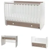 Lorelli Babybett Dream 60 x 120 cm umbaubar Schreibtisch Kinderbett Schaukelbett braun weiß