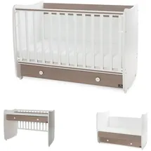 Lorelli Babybett Dream 60 x 120 cm umbaubar Schreibtisch Kinderbett Schaukelbett braun weiß