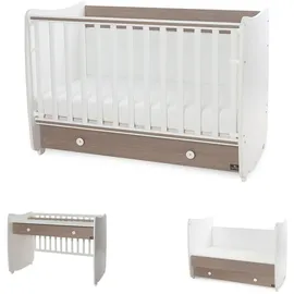 Lorelli Babybett Dream 60 x 120 cm umbaubar Schreibtisch Kinderbett Schaukelbett braun weiß