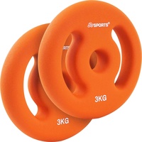 ScSPORTS® Neopren Hantelscheiben - Set: 2 x 3 kg, Ø 31mm, Gusseisen, Orange - Hantelscheiben-Set, Gewichtsscheiben, Fitness Scheiben, Gewichte für Hantel, Langhantel