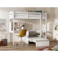 Vente-unique Hochbett mit Schreibtisch, Schlafsofa & Stauraum - 90