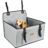 Vevor Hundeautositz, wasserdichter Hundesitzerhöhung fürs Auto mit Stützrahmen, Haustierautositz mit ansteckbarer Sicherheitsleine, Hundeautobett für kleine, mittelgroße und große Hunde bis 18 kg, Grau