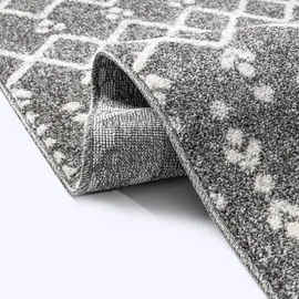 Sanat Boho Teppich – Moderner Teppich im Boho Stil, Geeignet für Wohnzimmer, Schlafzimmer, Flur, Esszimmer und Kinderzimmer – Ethno Grau, Größe: 160 x 230 cm