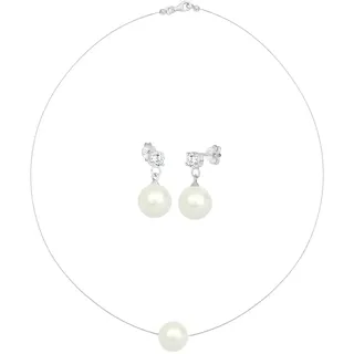 Elli Schmuckset Muschelkernperle Zirkonia 925 Siber Weiß Damen