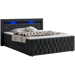 Boxspringbett Leona - Samt - Schwarz
